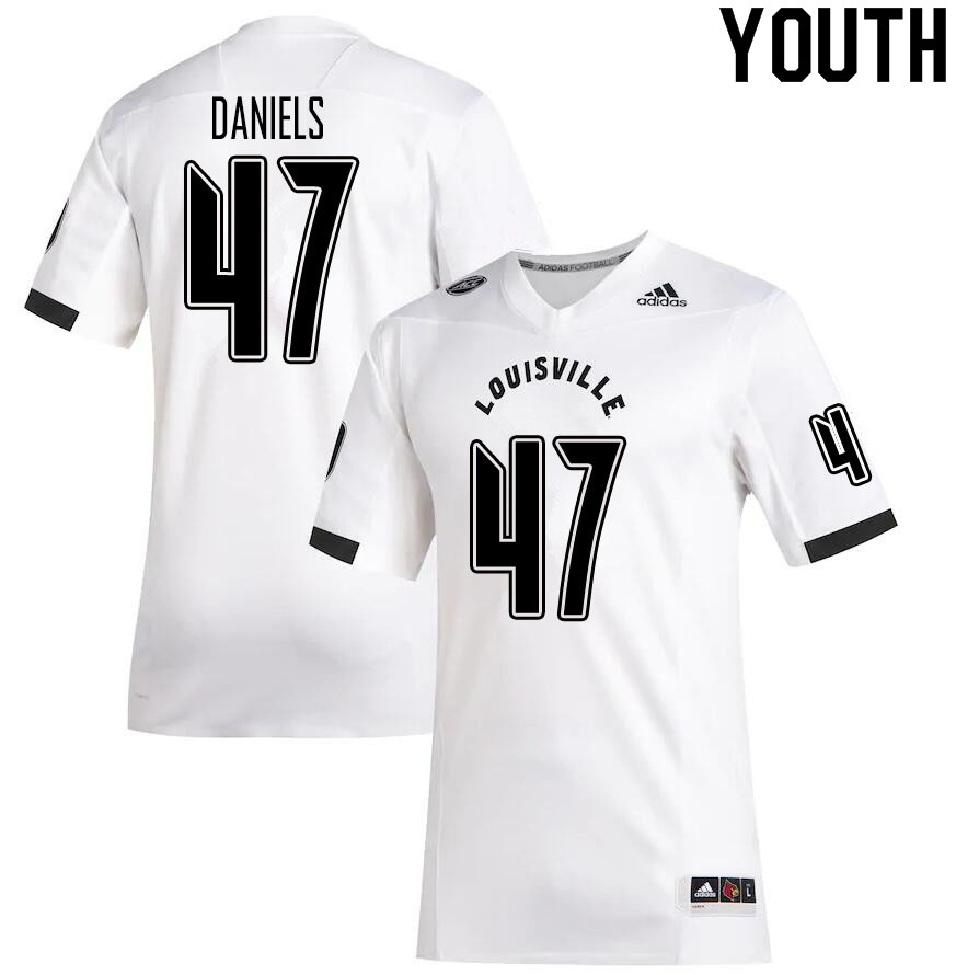 Youth #47 Desmond Daniels Louisville Cardinals College Football Jerseys Sale-White - Click Image to Close
